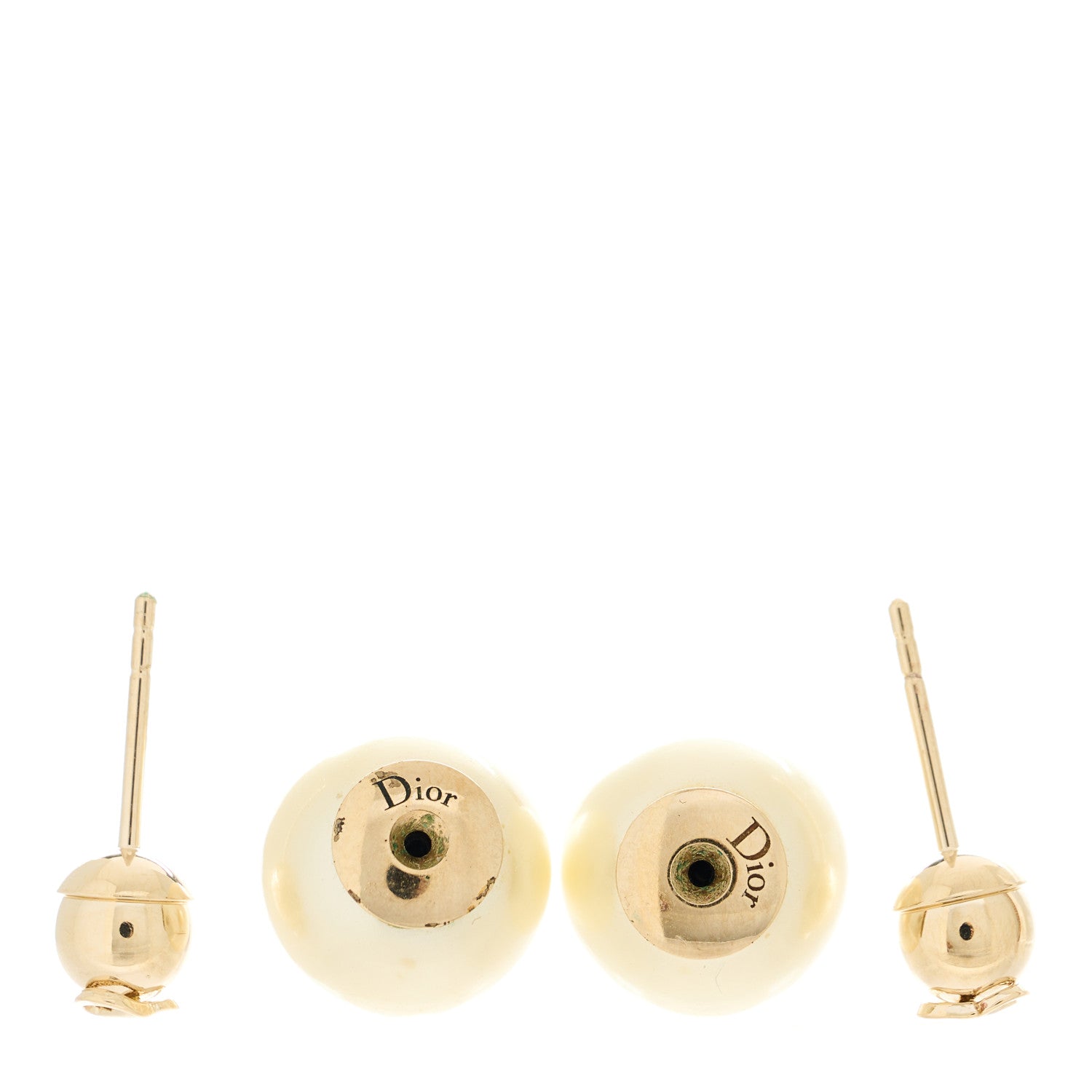 Christian Dior Pearl Logo Earrings Gold 4 of 4