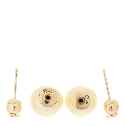Christian Dior Pearl Logo Earrings Gold 4 of 4
