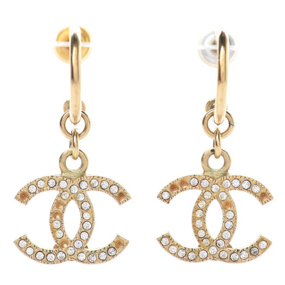 Chanel Crystal CC Drop Earrings Gold 1 of 7