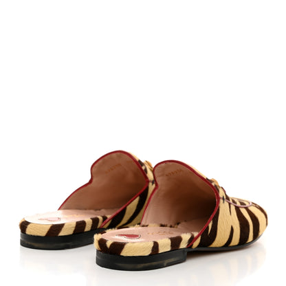 Gucci Calf Hair Tiger Print Womens Princetown Slippers 37.5 Natural Black Romantic Cherry 4 of 8