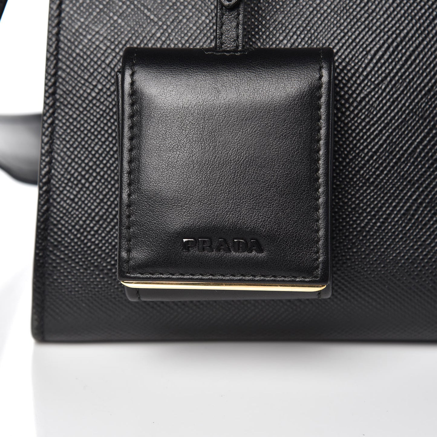 Saffiano Cuir Calfskin Small Monochrome Top Handle Tote Black
