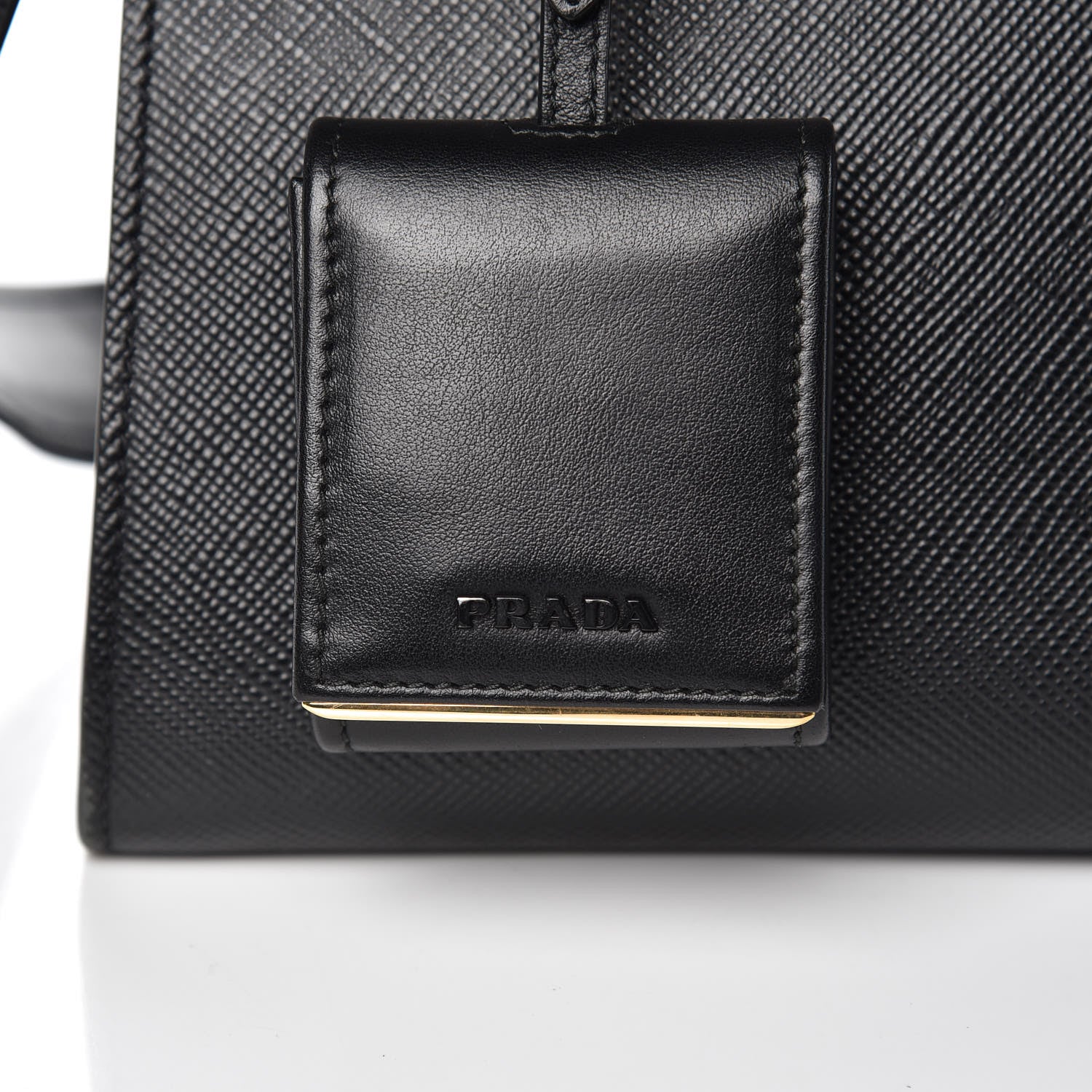 Prada Saffiano Cuir Calfskin Small Monochrome Top Handle Tote Black 11 of 11