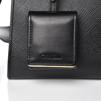 Prada Saffiano Cuir Calfskin Small Monochrome Top Handle Tote Black 11 of 11