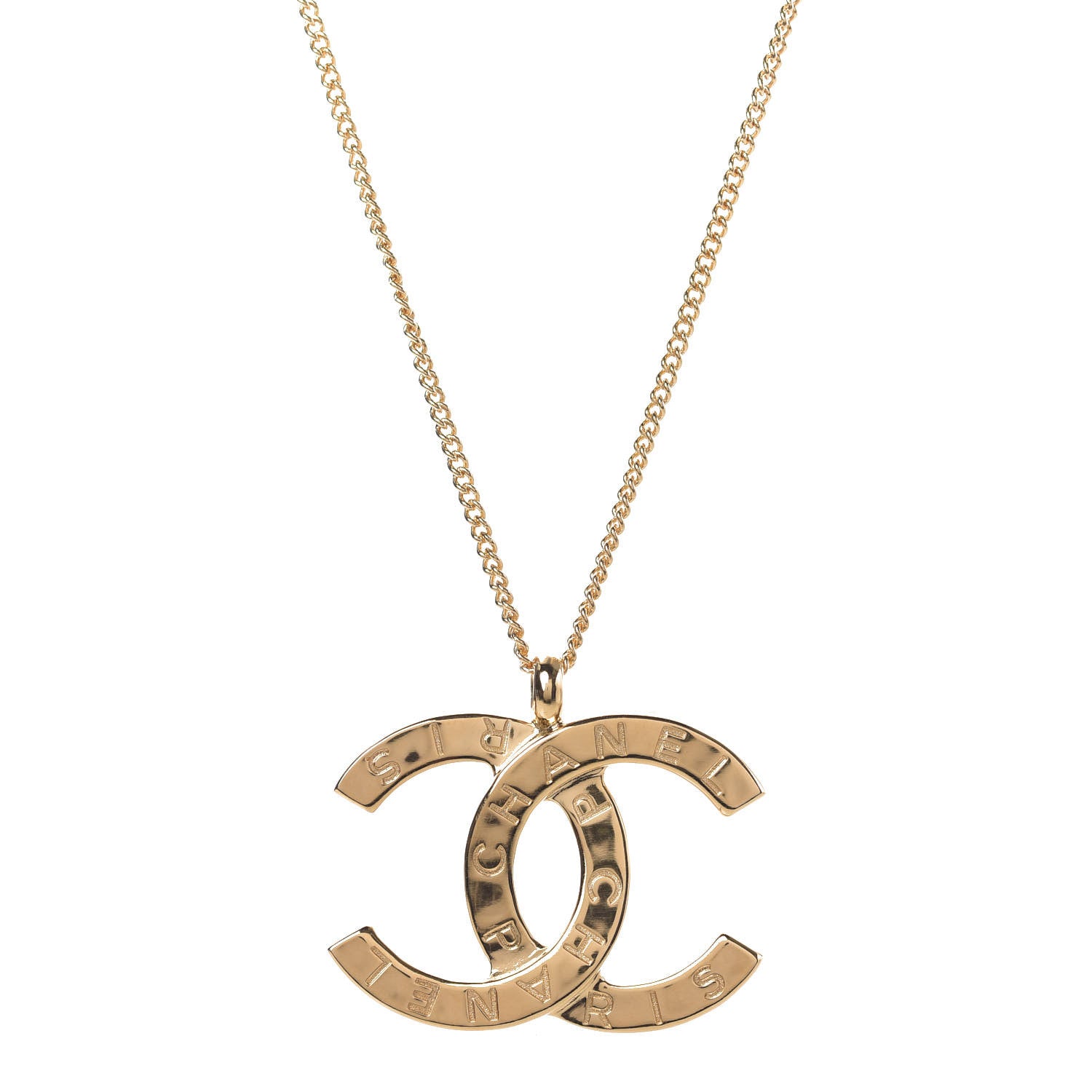Chanel Metal CC Paris Button Necklace Gold 2 of 6