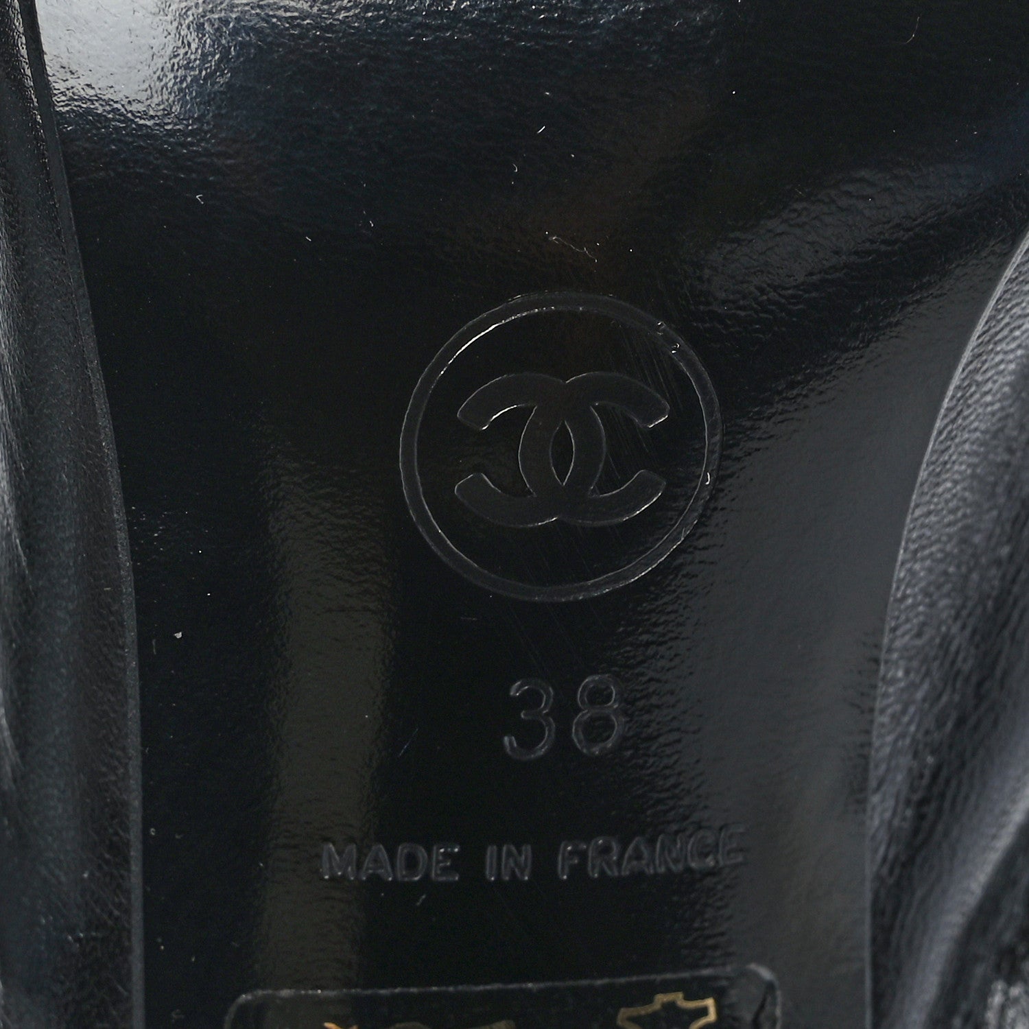 Chanel Lambskin Printed CC Cap Toe Slingback Pumps 38 Black 7 of 7