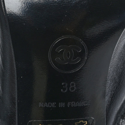 Chanel Lambskin Printed CC Cap Toe Slingback Pumps 38 Black 7 of 7