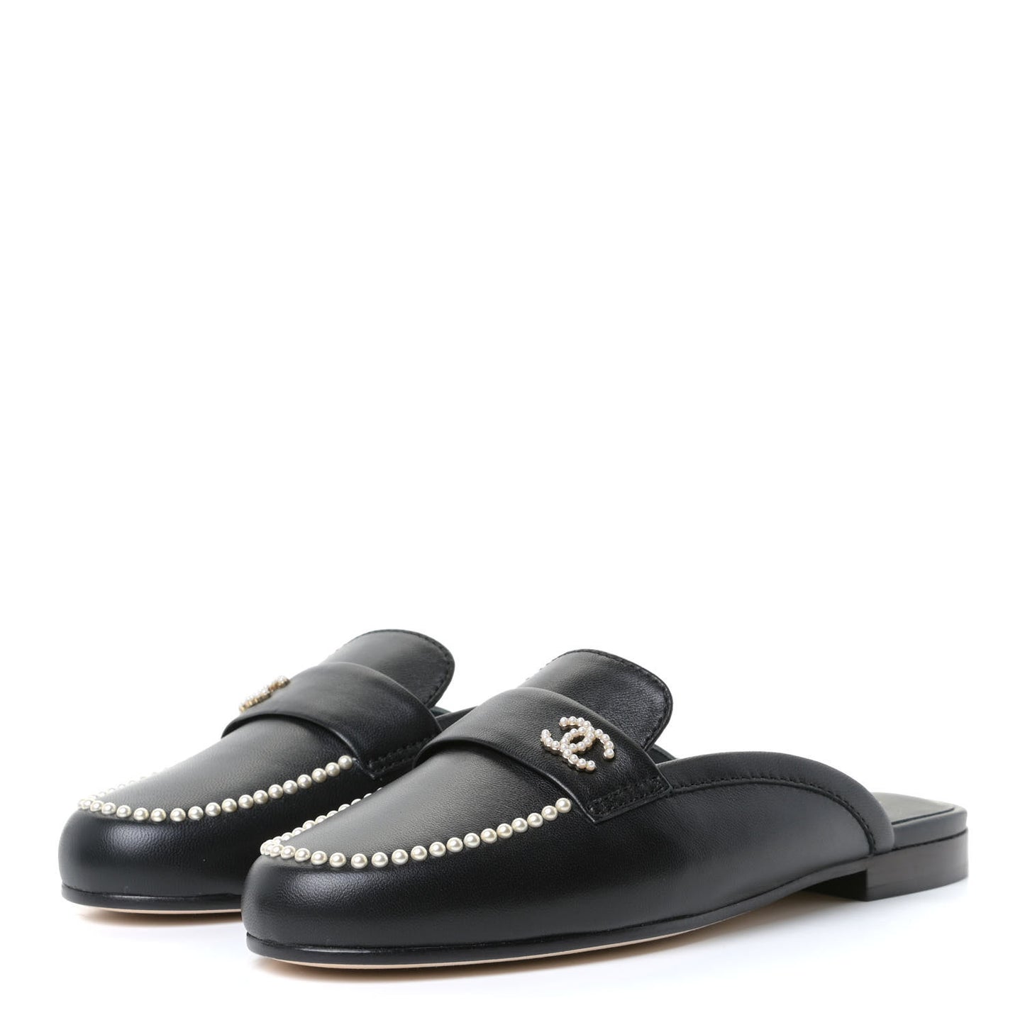 Lambskin Pearl CC Mules 36 Black
