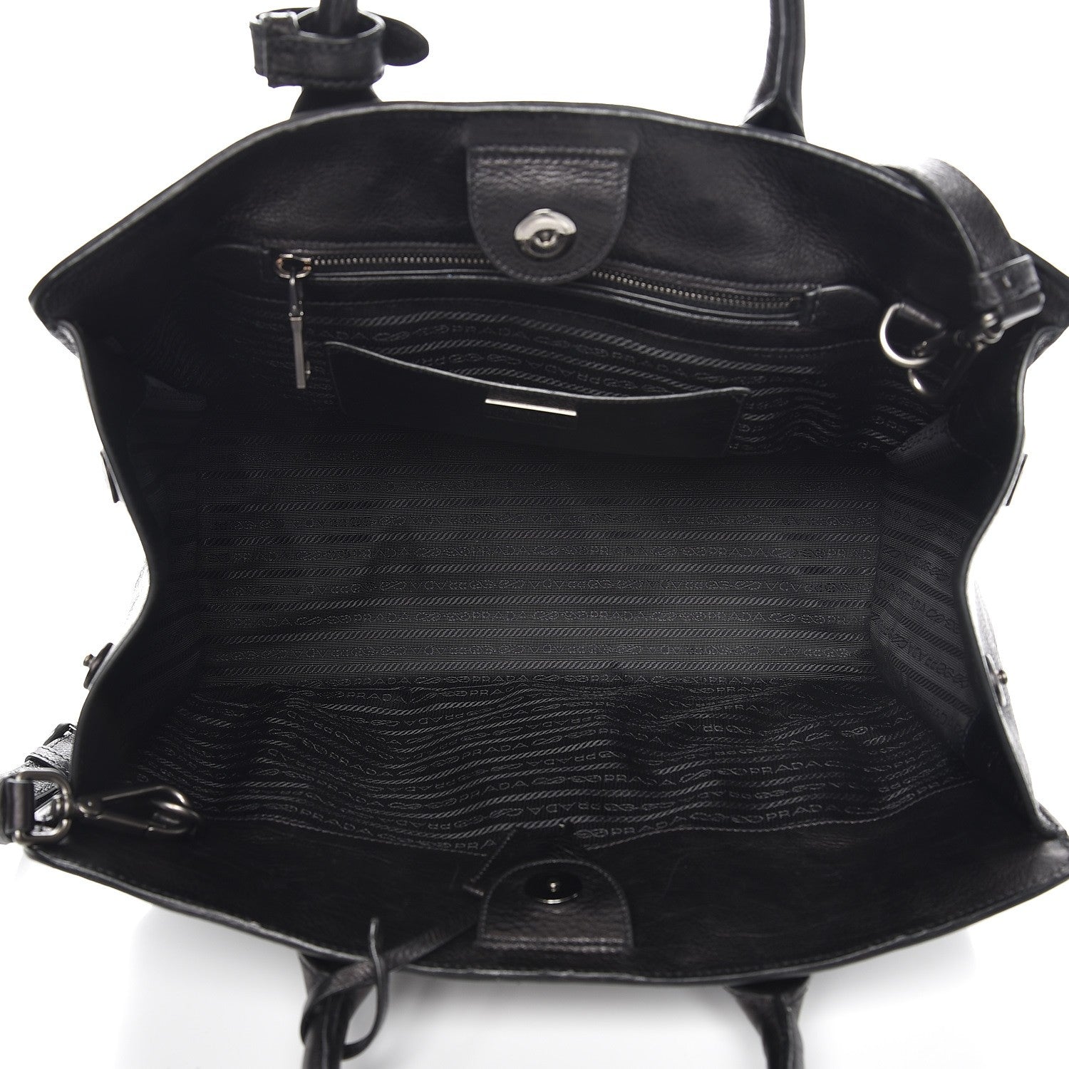 Prada Glace Calf Tote Bag Baltico Nero Black 6 of 12
