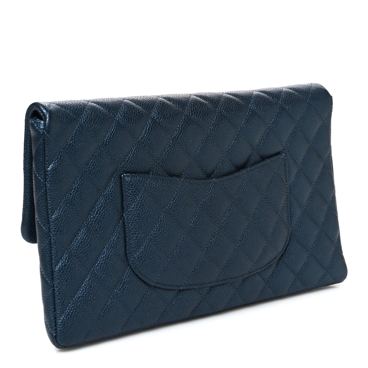 Chanel Metallic Caviar Quilted Flap Clutch Dark Blue 3 of 7