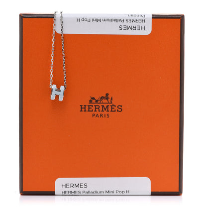 Hermes Lacquered Palladium Mini Pop H Pendant Necklace Bleu Zephyr 7 of 7