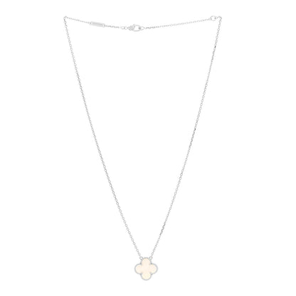 Van Cleef & Arpels 18K White Gold Mother Of Pearl Vintage Alhambra Pendant Necklace 3 of 7