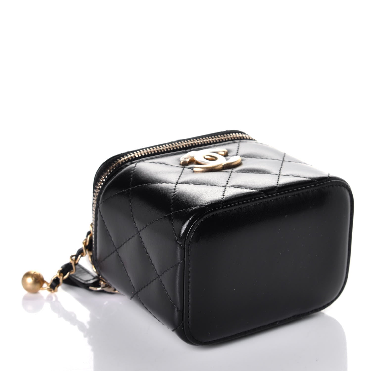 Chanel Calfskin Quilted Mini Perfect Fit Vanity Case With Chain Black 4 of 10