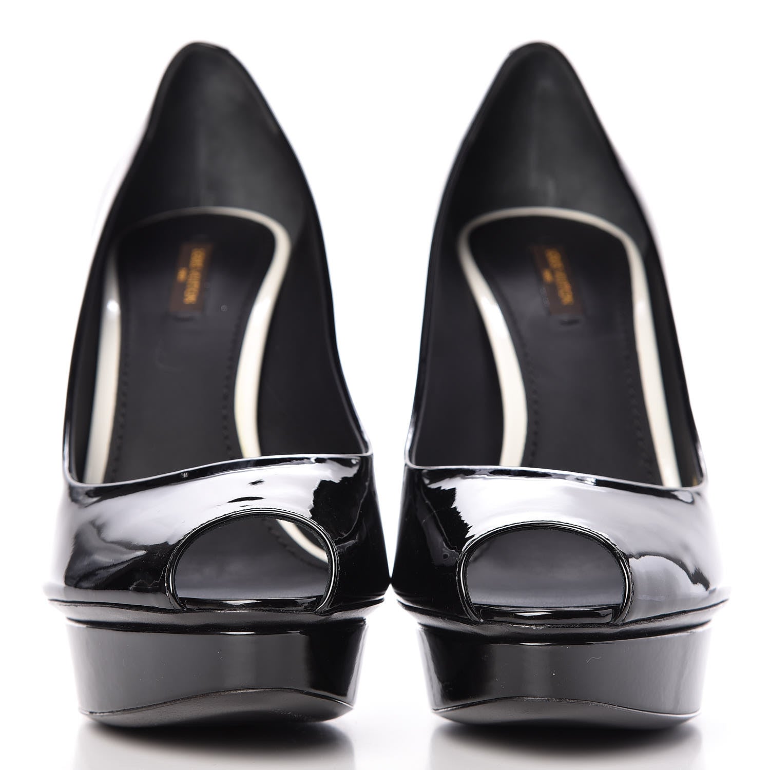 Louis Vuitton Patent Calfskin Eyeline Open Toe Pumps 40.5 Black 2 of 11