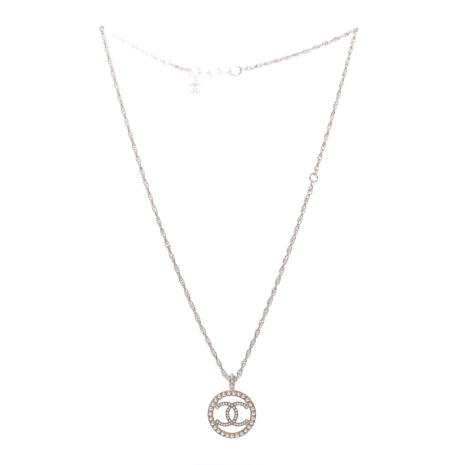 Chanel Pearl CC Round Pendant Necklace Gold 4 of 6