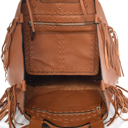 Valentino Garavani Grained Calfskin C-Rockee Fringe Tote Light Cuir 5 of 7
