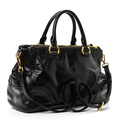 Miu Miu Vitello Shine Top Handle Satchel Black 3 of 9