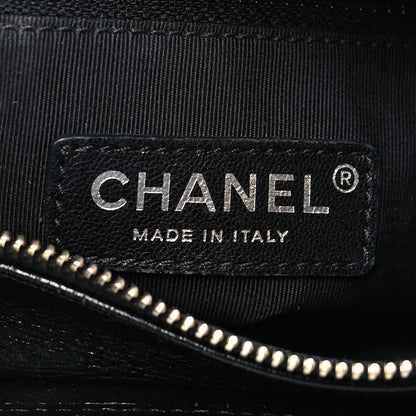 Chanel Calfskin Wool Embroidered Paris Hamburg Medium Gabrielle Hobo Dark Navy Blue 6 of 11