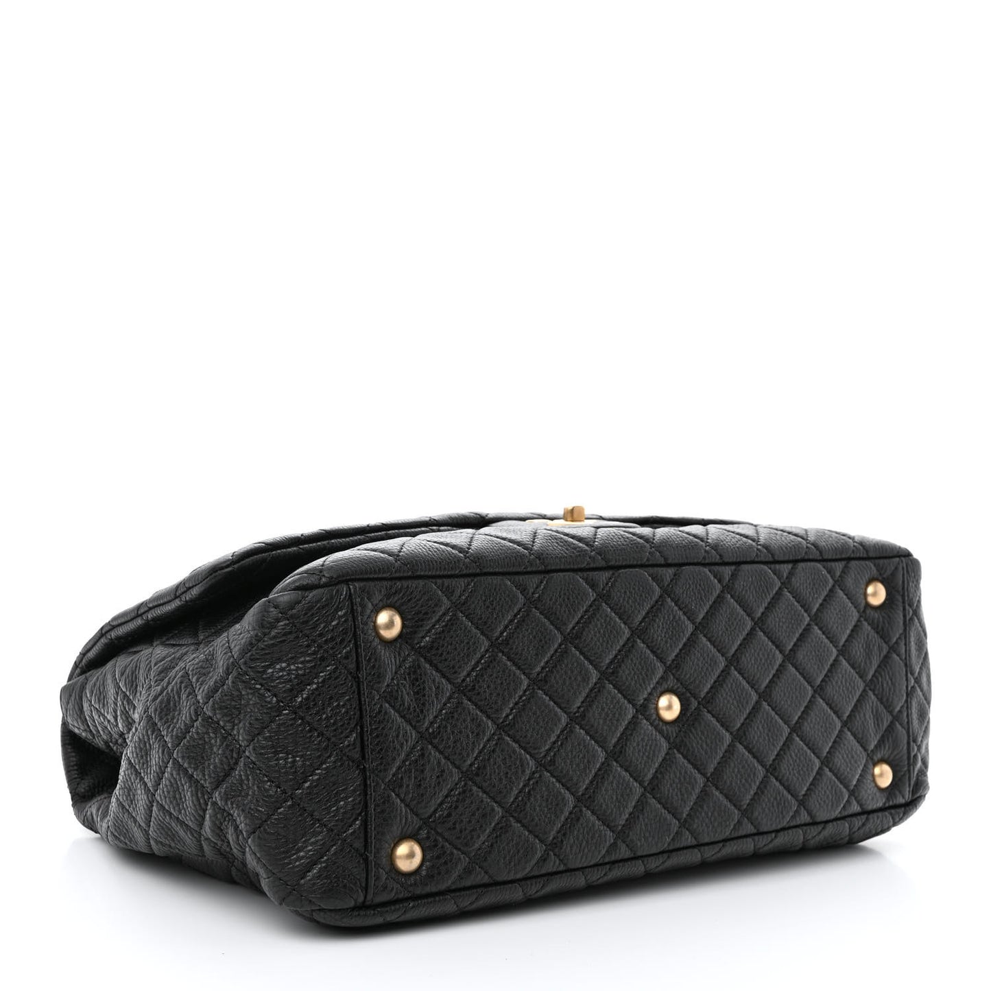Calfskin Quilted XXL Travel Flap Bag Black
