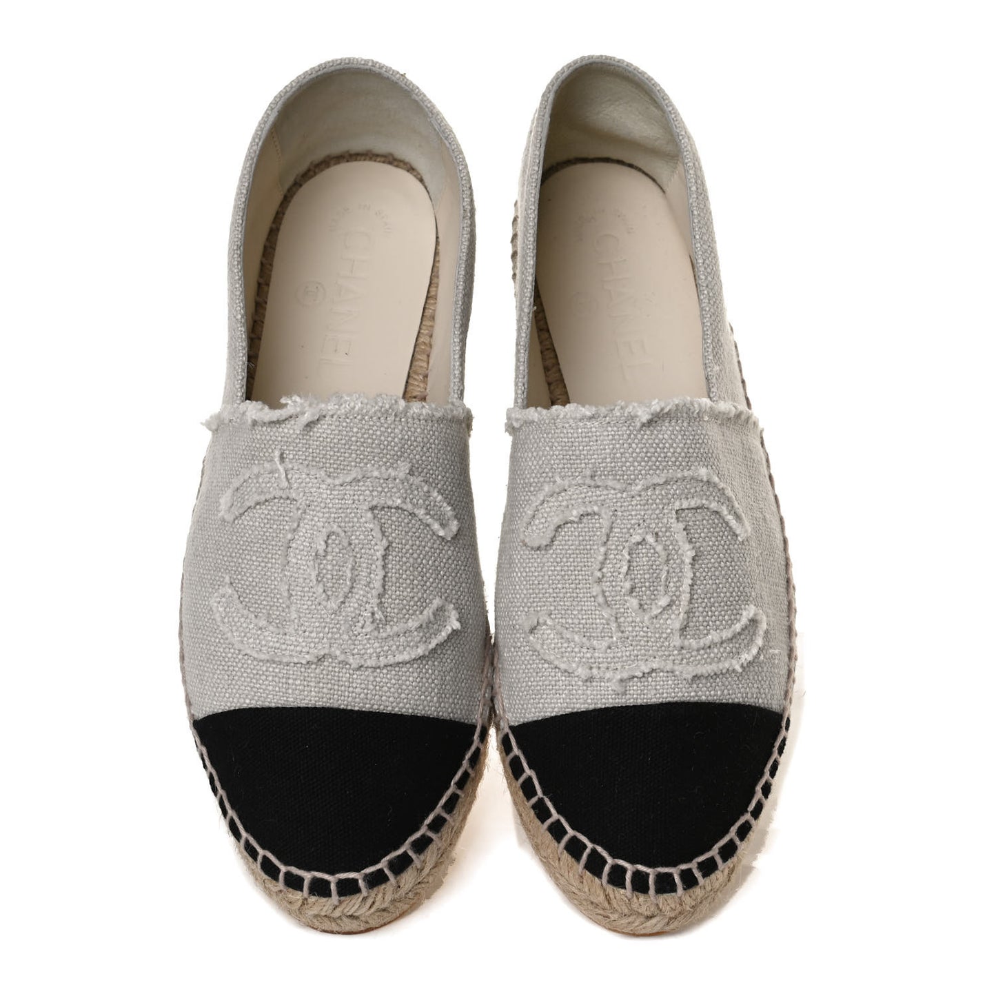 Linen CC Espadrilles 38 Beige Black