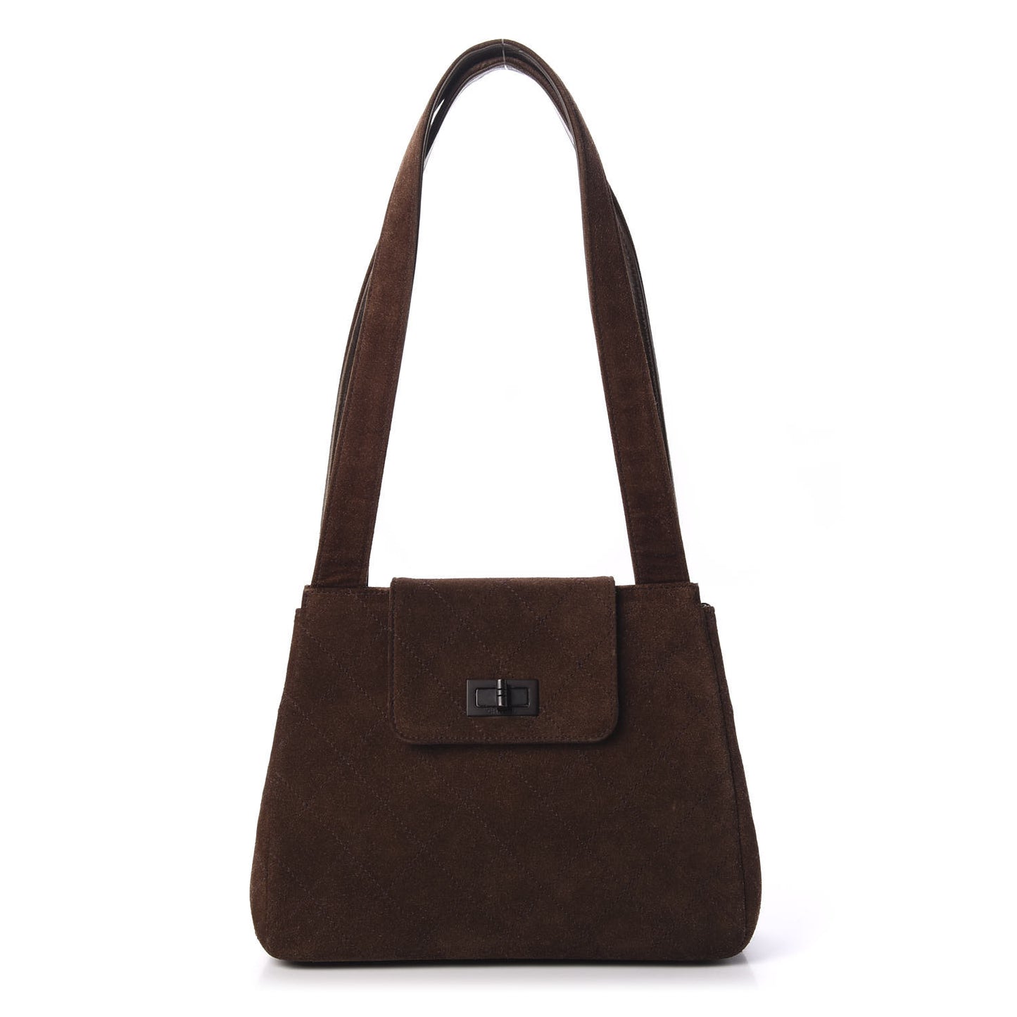 Suede Quilted Mademoiselle Shoulder Bag Brown