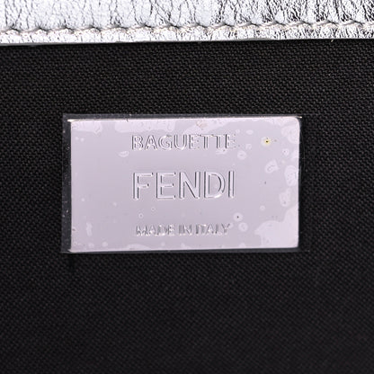 Fendi Vitello Catalan Mirror FF 1974 Embossed Baguette Argento 6 of 8
