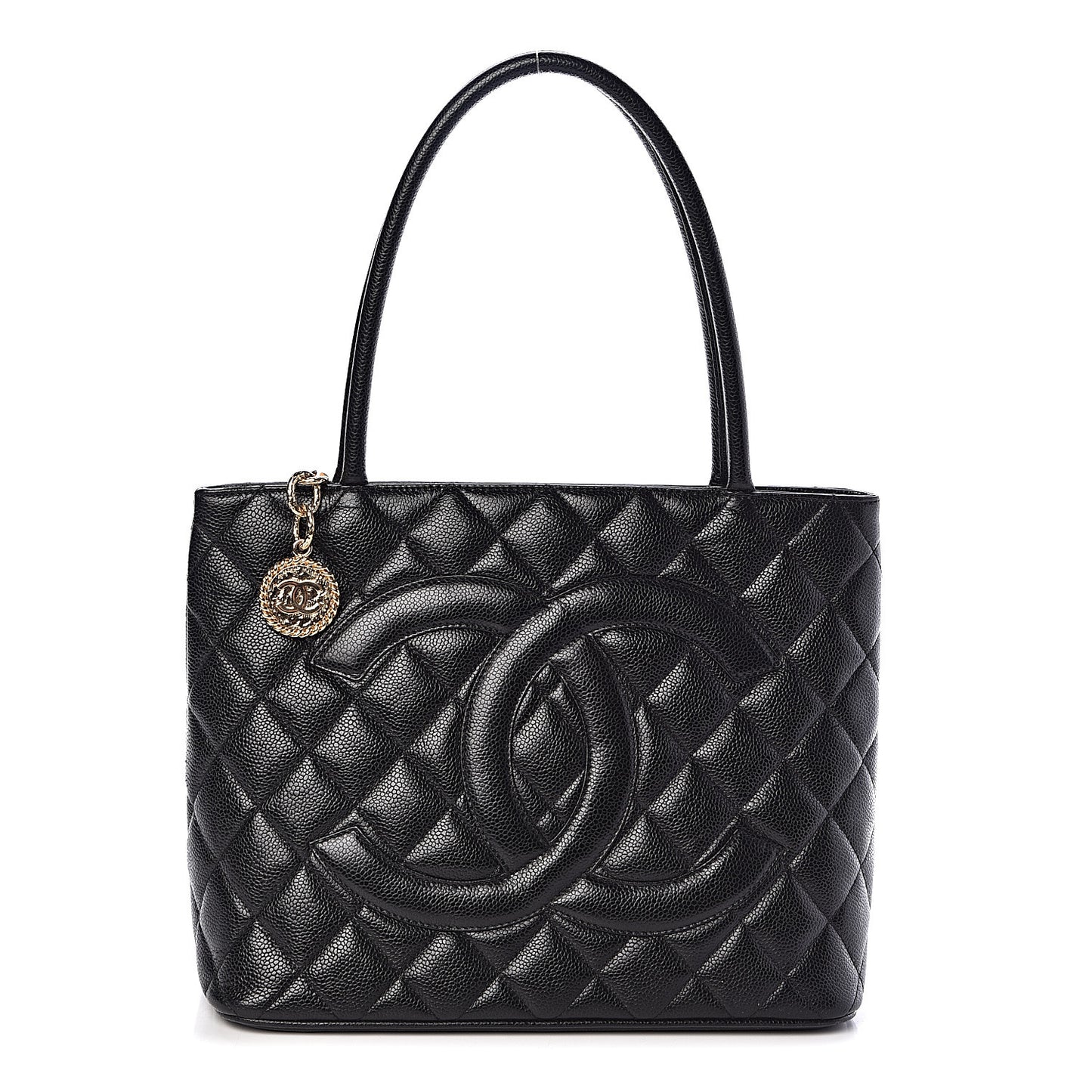 Caviar Quilted Medallion Tote Black