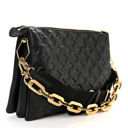 Louis Vuitton Lambskin Embossed Monogram Coussin MM Black 3 of 9