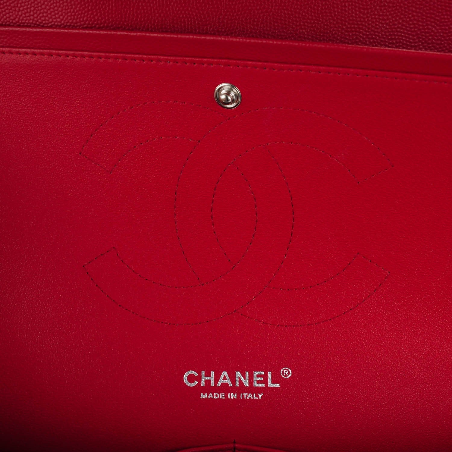 Chanel Caviar Chevron Quilted Jumbo Double Flap Red 6 of 8