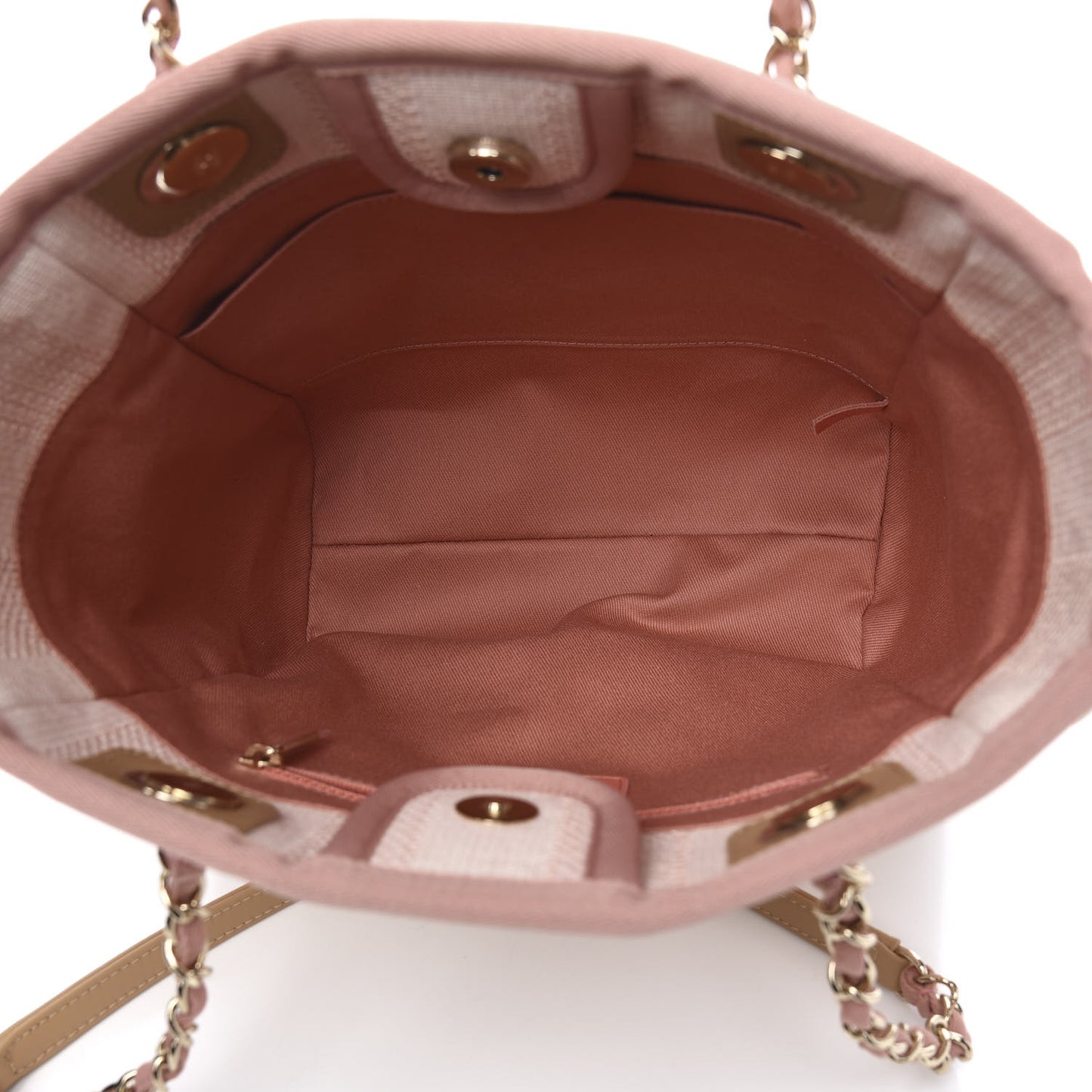 Mixed Fibers Calfskin Striped Mini Deauville Tote Pink