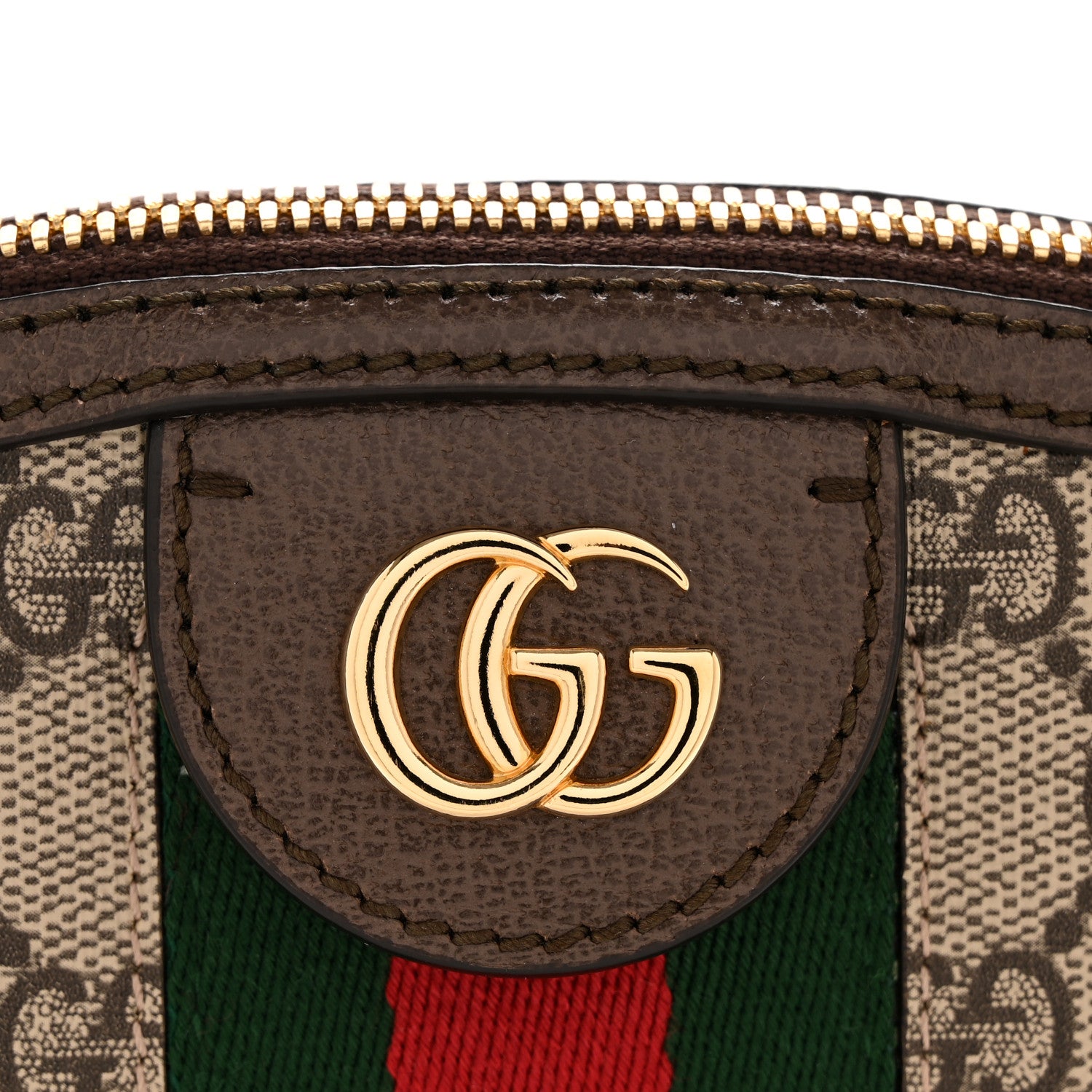Gucci GG Supreme Monogram Textured Dollar Calfskin Web Small Ophidia Dome Shoulder Bag Beige Ebony New Acero 12 of 12