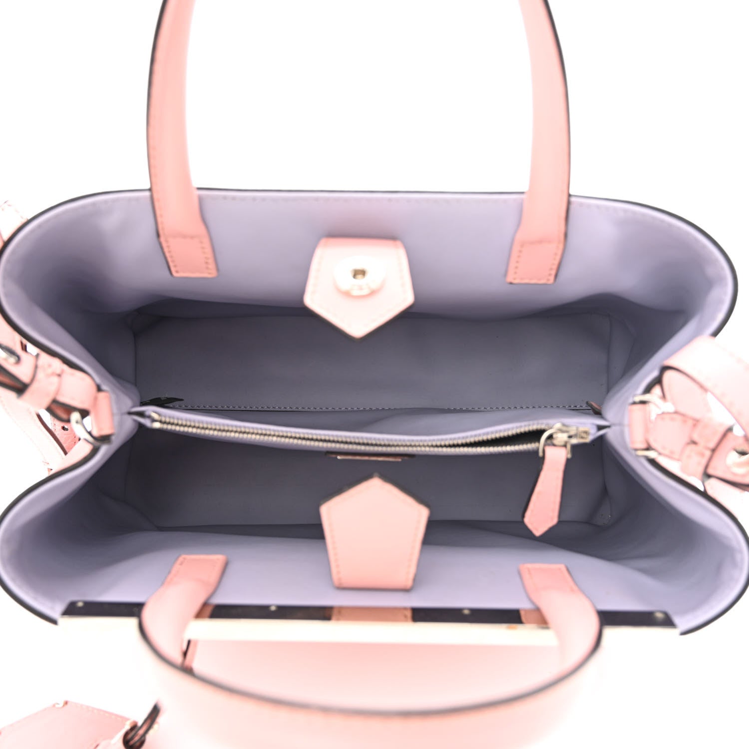 Fendi Vitello Dolce Century Petite 2Jours Tote Bubblegum Lilla Oliva 5 of 11