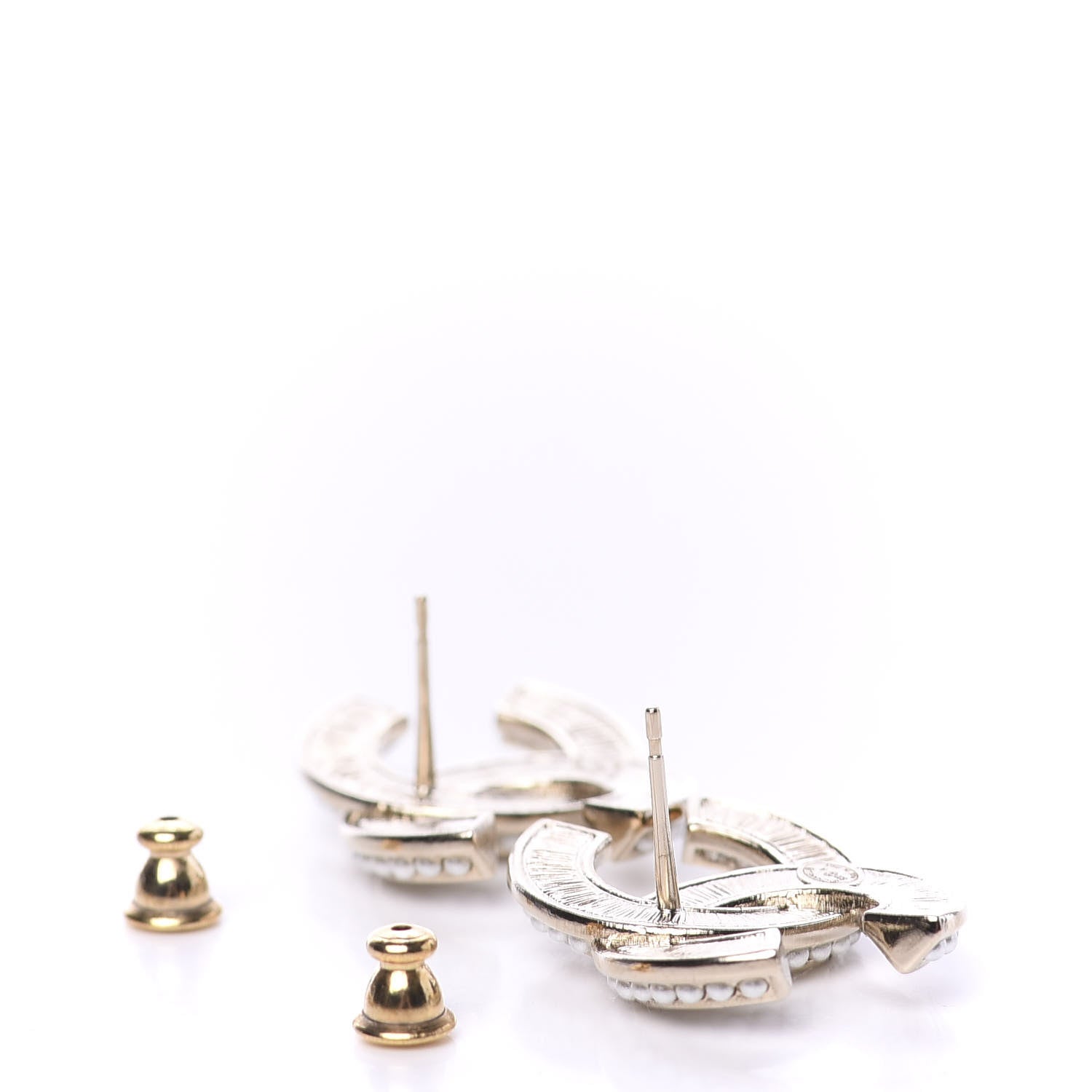 Chanel Crystal Pearl Chain Mania CC Earrings Gold 3 of 5