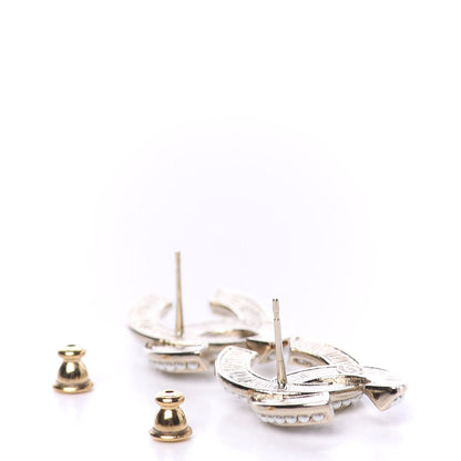 Chanel Crystal Pearl Chain Mania CC Earrings Gold 3 of 5