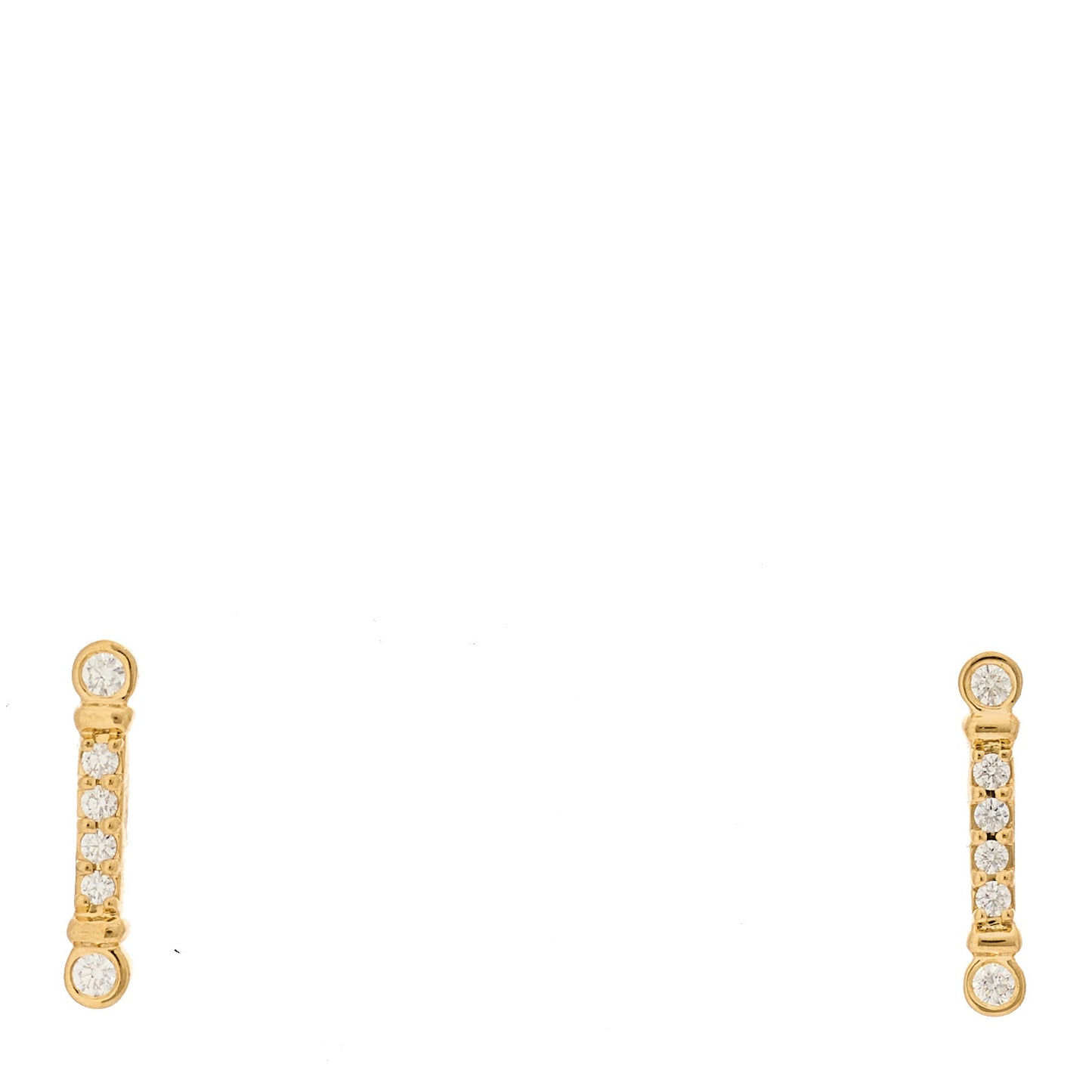 18K Yellow Gold Diamond Fleur de Lis Key Bar Earrings