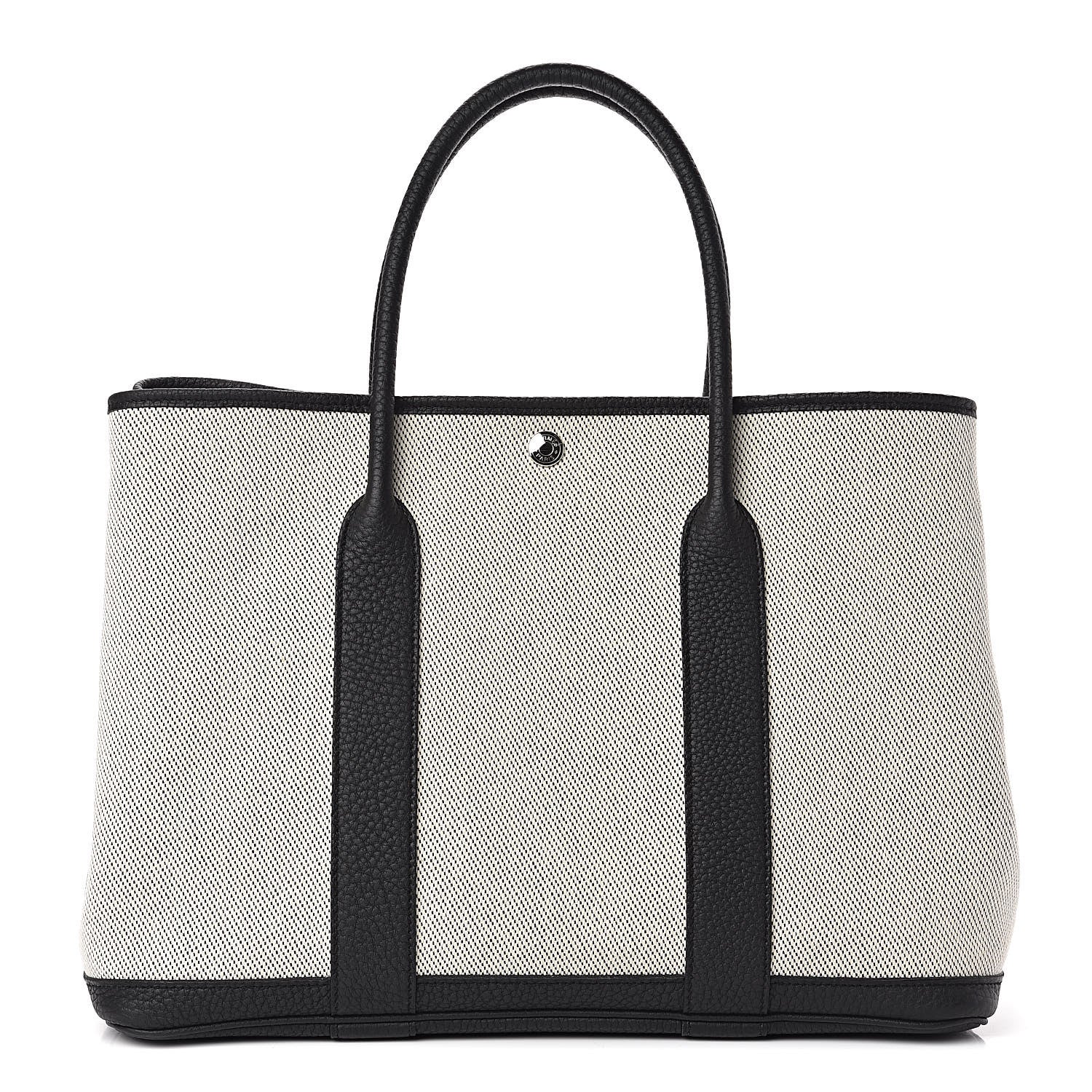 Hermes Twill H Negonda Garden Party 36 MM Tote Ecru Black 1 of 11