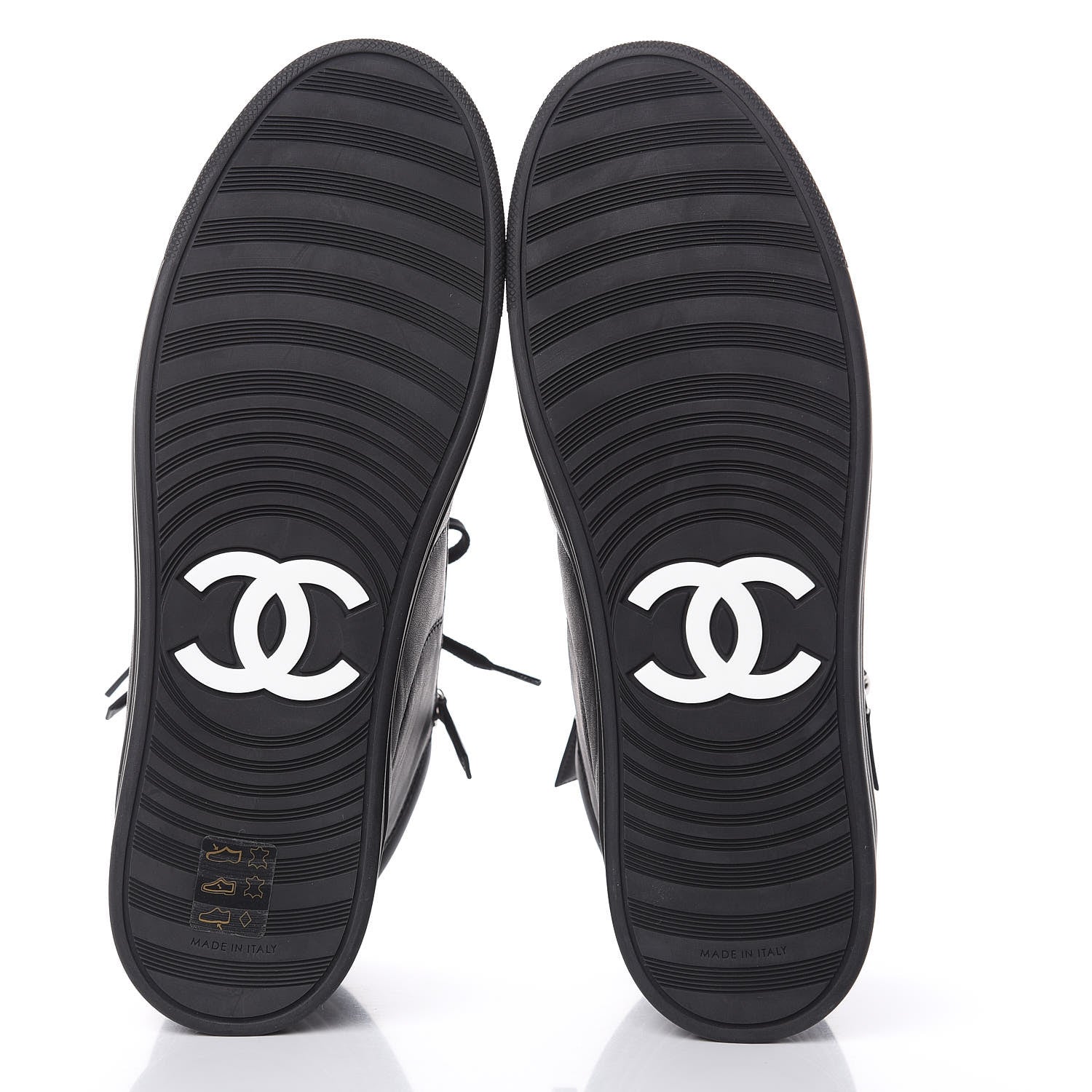 Chanel Calfskin Pearl High Top CC Sneakers 39 Black 5 of 8