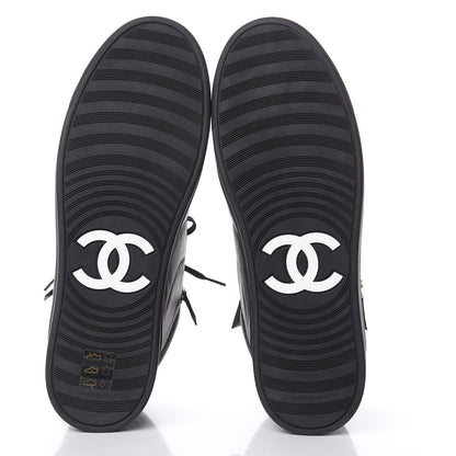 Chanel Calfskin Pearl High Top CC Sneakers 39 Black 5 of 8