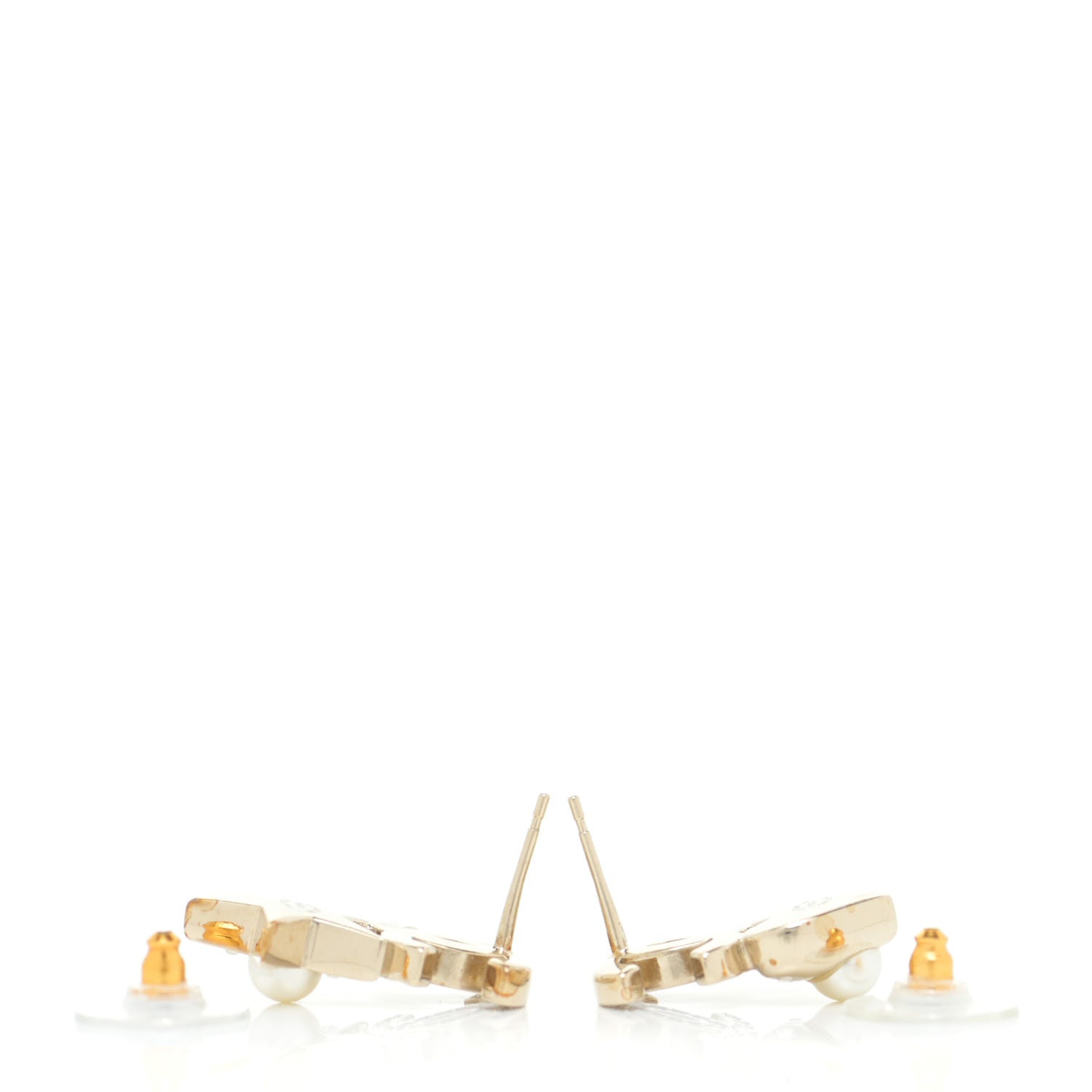 Chanel Crystal Pearl Charming Winter CC Star Heart Earrings Gold 3 of 4