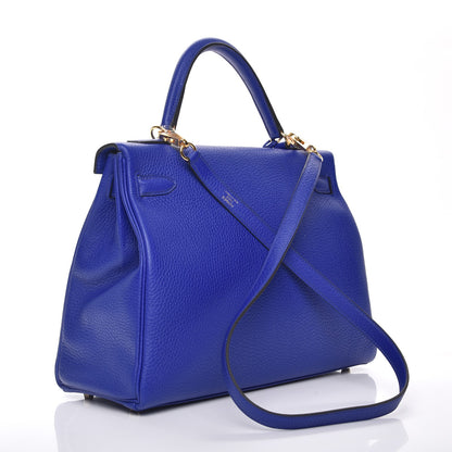 Hermes Togo Kelly Retourne 32 Bleu Electrique 4 of 30