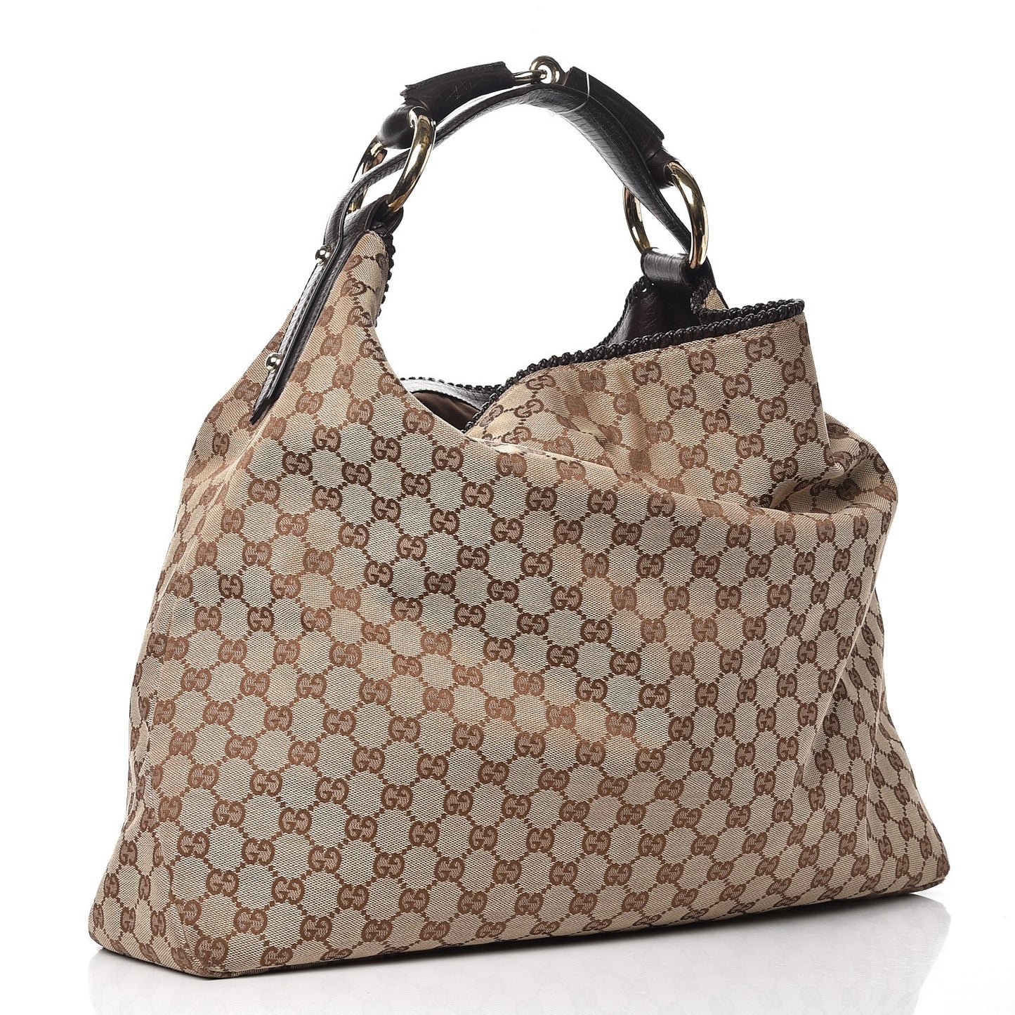 Monogram Large Horsebit Chain Hobo Dark Brown