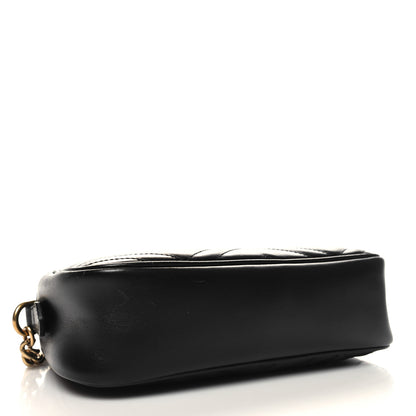 Gucci Calfskin Matelasse Small GG Marmont Chain Shoulder Bag Black 4 of 12