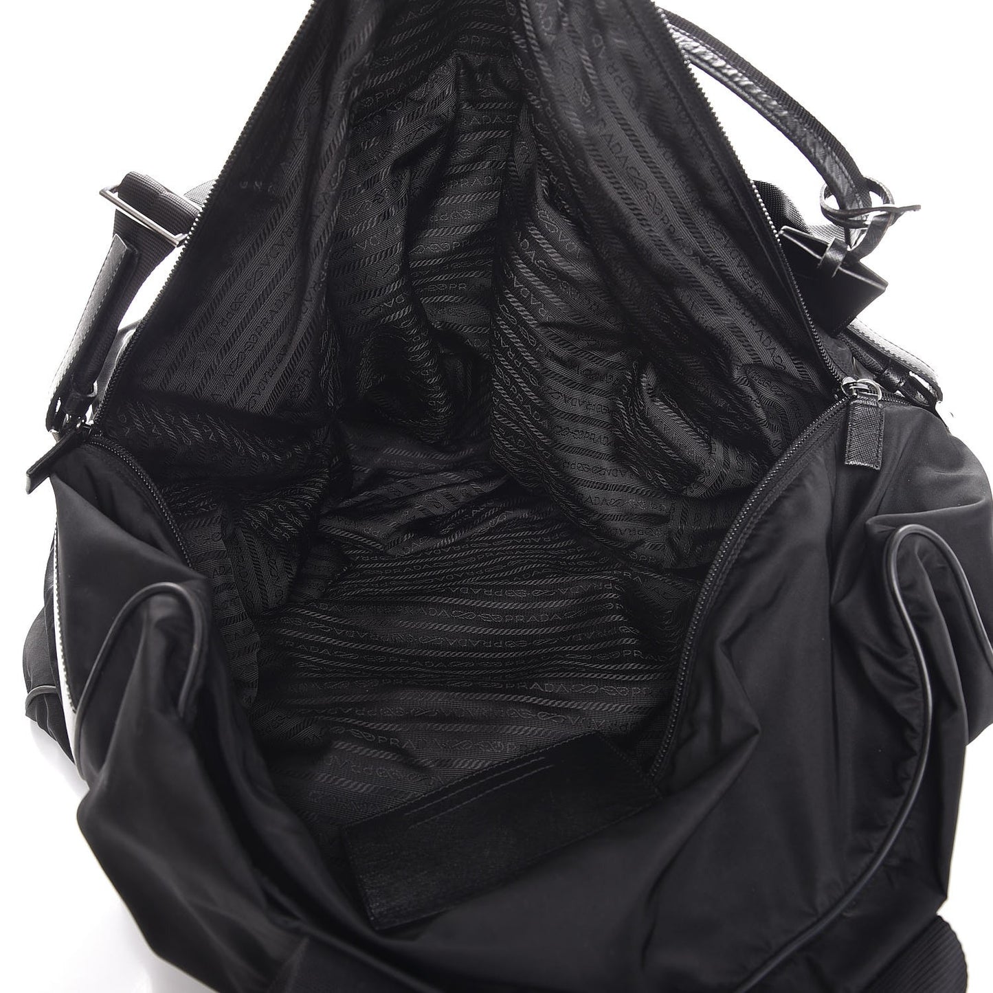 Tessuto Nylon Saffiano Viaggio Carry On Travel Bag Black