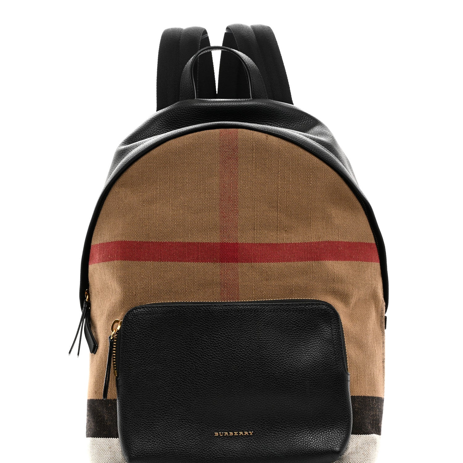 バーバリー Burberry Mega Check Calfskin Abbeydale Simple Backpack Black Camel
