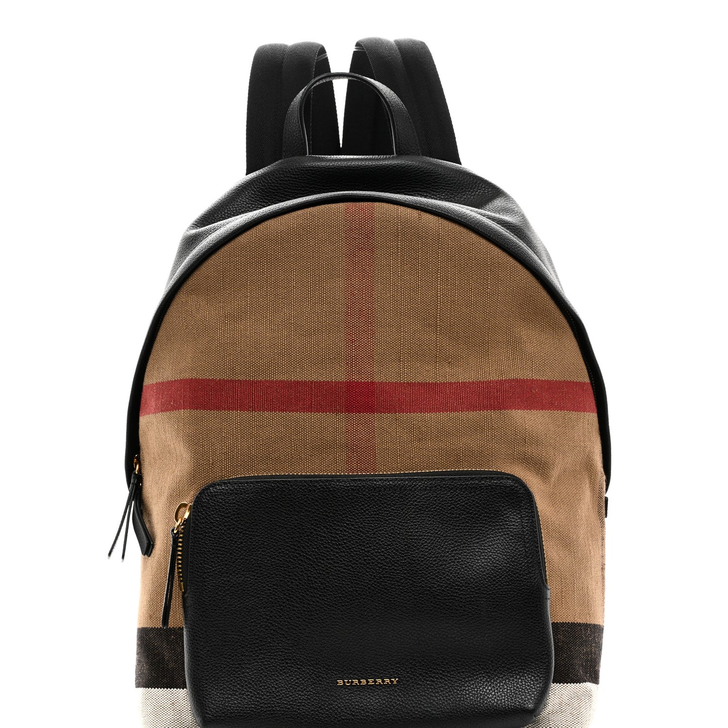 Mega Check Calfskin Abbeydale Simple Backpack Black Camel