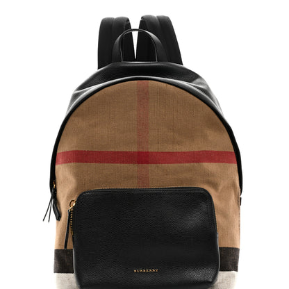 Burberry Mega Check Calfskin Abbeydale Simple Backpack Black Camel 8 of 10