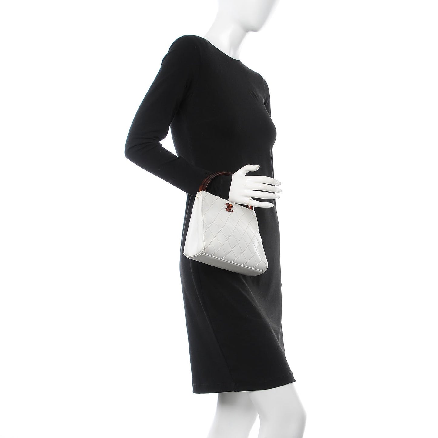 Lambskin Tortoise Handbag White