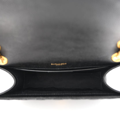 Saint Laurent Grain De Poudre Textured Mixed Matelasse Triquilt Medium Monogram Satchel Black 5 of 11