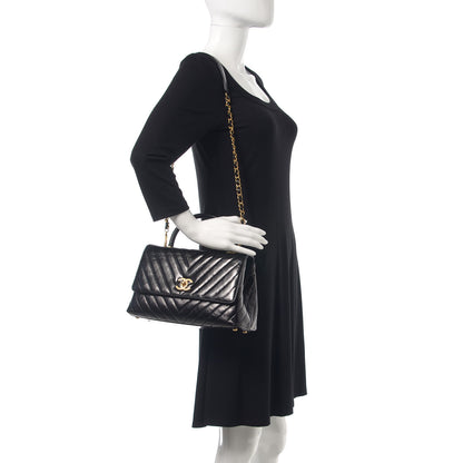 Chanel Calfskin Chevron Quilted Small Coco Handle Flap Black 2 of 9