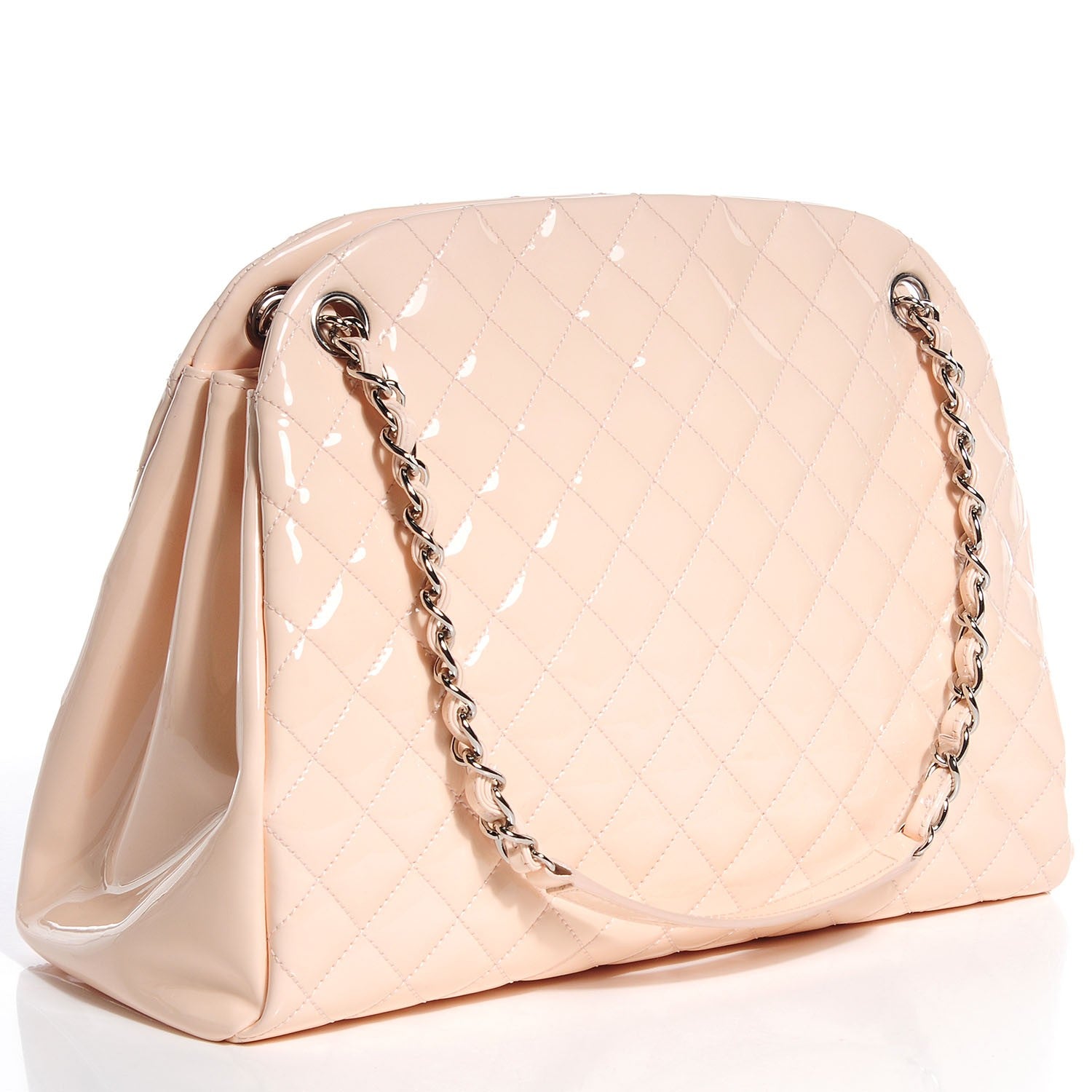 Chanel Patent Quilted Large Just Mademoiselle Bowling Bag Beige 3 of 8
