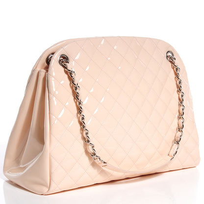 Chanel Patent Quilted Large Just Mademoiselle Bowling Bag Beige 3 of 8